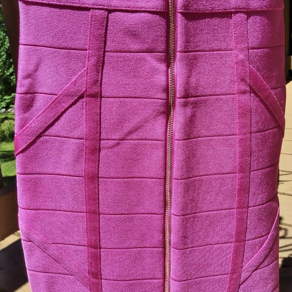 bebe dress, hot pink, size s, bodycon dress, front zipper, sexy dress - Picture 3 of 6